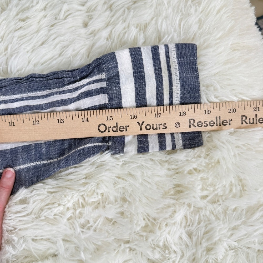 Lucky Brand Womens Blue White Striped Cotton Henley Top Long Sleeve Size Large - Picture 6 of 11